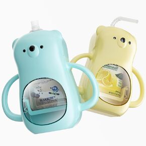 Pouch Holder No Squeeze, 2 Pack Self-Feed Baby Pouch Holder, BPA Free Adjusting Fits Most Sizes Baby Food Yogurt Applesauce Pouches, Juice Box Holder No Spill, Handle Easy to Grip
