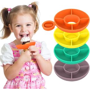 Popsicle Holders for Kids 4 Pack, Drip Free Silicone Popsicle Holder, Mess Free Reusable Ice Pop Holder Catches Drips Before They Drop, Frozen Popsicle and Ice Cream Holder for Toddlers, Baby, Kids