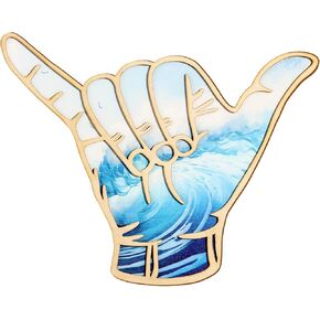 Bnesi Wooden Hawaiian Decor Surfer Hand Sign Surfer Decor Cool Surf Board Wall Decor Beach Room Decor for Nursery Room Bedroom Bathroom Living Room Gifts for Surfers (Cartoon)