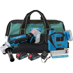 Cordless 5/8" shaft hole Angle Grinder and 32MM Nail Gun,20V MAX 4-Inch and 4-1/2-Inch Sanding Tools, 2-in-1 Nail Gun, Battery Powered, Tool Combo Kit with Battery and Charger