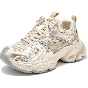 BEAU TODAY Womens Chunky Sneakers Platform Fashion Sneakers for Women Non-Slip Breathable Women's Dad Shoes Comfortable Lace-up Wide Width Tennis Shoes