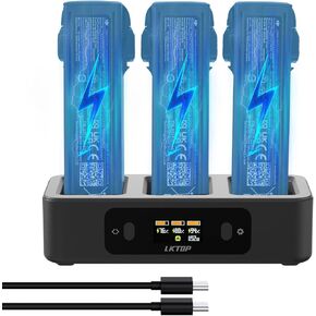 Replacement DJI Avata 2 Battery Charging Hub for DJI Avata 2 Drone Accessories, 100W Two-Way USB-C Fast Charger with LED Screen Display (2X Fast, Parallel Charge 3 Batteries: 1 hr 10min)