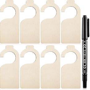 Patelai 15 Pcs Blank Wooden Clothing Rack Divider Closet Blank Organizers Hanger Separators Hanging Closet Divider with Marker Pen for Home Nursery Clothes