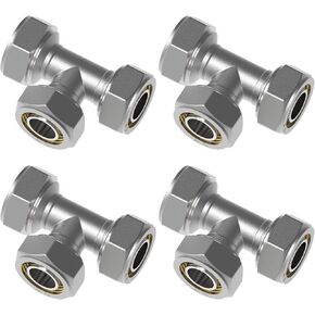 4Pcs 3/4" Equal Tee Air line Fittings for 3/4 Inch Tubing Compatible with Compressed Air Piping System, Compressor Accessories Kit for Shop Air Line System