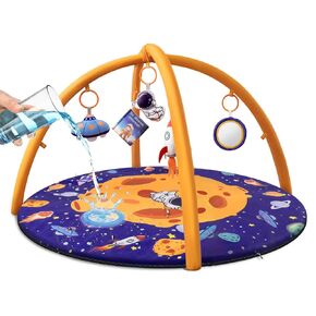 Waterproof Baby Play Mat, Tummy Time Mat with Detachable Toys for Stage-Based Sensory and Motor Skill Development, Anti-Slip Baby Activity Gym Mat for Newborn Gift