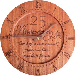 20th Anniversary Clock 10 INCHES Engraved Wooden Clock for Couple's 20th Wedding Anniversary, 20 Years of Marriage Gift Idea for Wife, Husband, Unique Anniversary Decorations