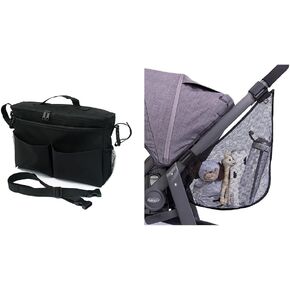 J.L. Childress Cool 'N Cargo Stroller and Wagon Cooler and Organizer - Universal Fit - Insulated - Attaches to Strollers, Wagons, Walkers and Wheelchairs - Large Capacity - Black