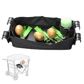 Double Sided Stroller Tray Fits for W1& W2,Stroller Snack Tray,Easy to Use and Clean,Double Stroller Tray Artificial Leather Sides with 2 Cup Holders for Eating Camping Activities.
