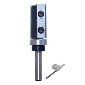 Insert Carbide Pattern Flush Trim Router Bit 1/4 Shank, 5/8" Cutting Dia, 1-3/16" Height, Replacement Cutters, Top Bearing Template Flush Cut Router Bit for Wood Trimming