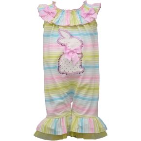 Bonnie Jean Girls Easter Bunny Coverall Romper for Baby