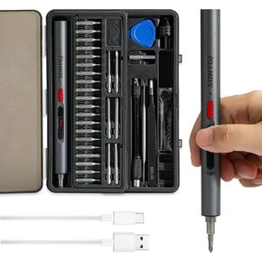 Mini electric screwdriver，Precision Screwdriver Set, With electric drill function, 3 Gears Torque, 3LED light,Magnetic Storage，Overload Protection.
