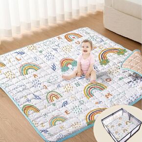 حصيرة لعب الأطفال للأرضية ، حصيرة Playpen Playpen 50 × 50 ، حصيرة ميناء غير قابلة للزحف ، حصيرة زحف سميكة ناعمة للرضع للأطفال الصغار النشاط ووقت البطن ، والآلة قابلة للغسل (سيارة ، 50x50)