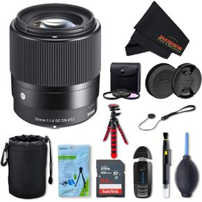 30mm f1.4 Contemporary DC DN Lens for Sony E with Sunshine Photo Professional Bundle - 4 Years USA Manufacturer Warranty