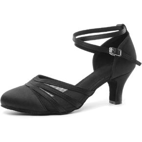 DKZSYIM Women's Latin Ballroom Dance Shoes Close Toe Character Modern Tango Salsa Performance Dancing Shoes,Model N189
