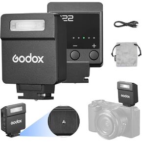 Godox iM22 Camera Flash Mini Flash with 470mAh Battery 440 Full-Power Flash 5 Levels for Sony zve10,zv1 etc, Canon, Nikon,Fuji, Olympus Cameras