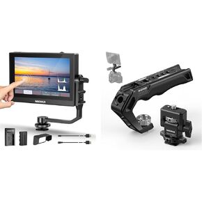 NEEWER F500 5.5 Inch Camera Field Monitor, HDR Touch Screen with 3D LUT, Waveform, Vector Scope, CA007 Top Handle + MA006 Monitor Mount Set Included