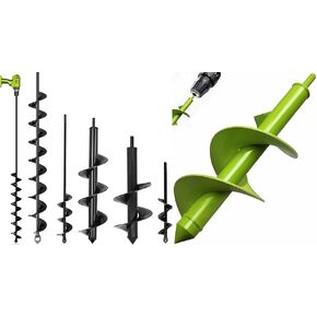 5 Set Auger Drill Bit for Planting,Heavy Duty Garden Auger Spiral Drill Bit,TCBWFY 4"x12" Auger Drill Bit for Planting Digging Holes