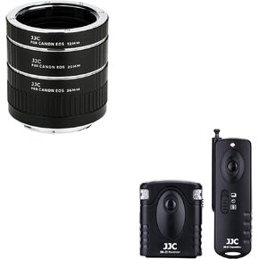 JJC EF/EF-S Mount Auto Focus Macro Extension Tube & Wireless Remote Shutter Release for Canon Rebel T7 T6 T5 T8i T7i T6i T6s T5i T4i T3i T4i T3i T2i XSi SL3 SL2 EOS 90D 80D 77D 70D 60D & More Cameras