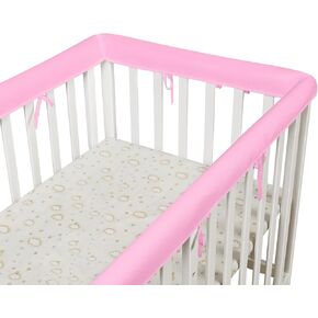 3PC Double Layer Breathable Mesh Corner Edge,Crib Rail Cover,Soft Crib Guards, Guard Rail Protector, Suits for Most Standard Bed (Pink)