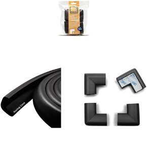 6ft Edge 4 Corners - Bundle & Save - RovingCove HeftyFit Edge Guard (6ft Edge Only, Onyx Black) + RovingCove HeftyFit Corner Guards (4 Corners, Onyx Black)