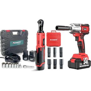 AOBEN Cordless Electric Ratchet Wrench Set & 21V Cordless High Torque Impact Wrench