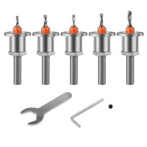 مجموعة بتات مثقاب ، 5pcs 8 مم جولة شانك المسمار بتات 2 2.8/3.0/3.2/3.5/4mm مخروط مخروطي التوجيه جهاز التوجيه بتات العاكسة عمق بت قابلة للتعديل مع فتحة المسمار التوقف عن الخشب