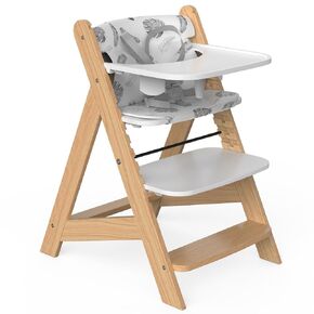 Wooden High Chair with Tray - Convertible Infant- Adjustable high Chair for Infants/Toddlers/for Babies 6-36 Months - Waterproof Natural Wood Ergonomic- Classic Design Natural