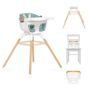 Evolur Ann Beechwood 4-in-1 Highchair | 360 Seat Rotation | Booster seat | Floor Chair | Bar Stool Chair | 5 Point Safety Harness | Pink