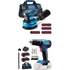 Dong Cheng 5-Inch Random Orbital Sander 380W 12800OPM Electric Palm Sander, 20V MAX Brushless Cordless 1/2" Hammer Drill Kit