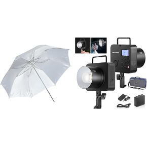 NEEWER Q4 400Ws 2.4G TTL Outdoor Studio Flash Strobe (New Look),1/8000 HSS 2800mAh Photography Monolight with 37"/94cm Studio Collapsible White Softbox Umbrella
