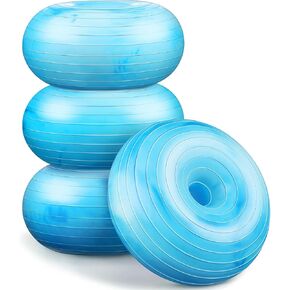 Libima 4 Pcs Flexible Seating for Classroom Inflatable Yoga Ball Chairs with Pump Donut Exercise Ball Chair Cushion Seat for Balance and Stability Training Home Office Gym Workout