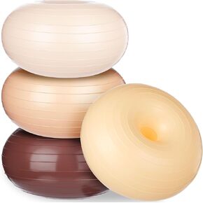 Libima 4 Pcs Flexible Seating for Classroom Inflatable Yoga Ball Chairs with Pump Donut Exercise Ball Chair Cushion Seat for Balance and Stability Training Home Office Gym Workout