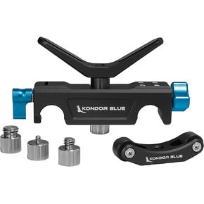KONDOR BLUE | Universal Lens Support Kit for LWS 15mm Rods | Single-Sided Rail Block, Wheeled Lens Support, & Adaptability | Raven Black