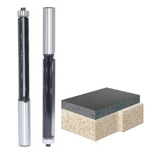 2Pcs 3" Cutting Length Super Long Flush Trim Bit,1/2 Shank,2 Flute Top End Bearing Template Bits,for Flush Trimming,Making Duplicate Parts for Veneer or Laminates (2Bits/Pack)
