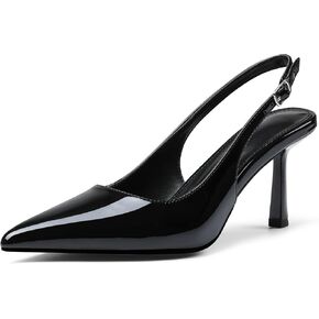 Slingback Heels for Women Closed Pointed Toe Kitten Stiletto Heels with Buckle Comfortable Womens Pumps Casual Dress Shoes