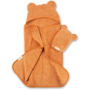 Bella Tunno Baby Bath Towel and Wash Mitt Set – Soft Absorbent Hooded Towels and Mitt-Style Baby Washcloths, Oeko-TEX Certified (Blush) in Saudi Arabia