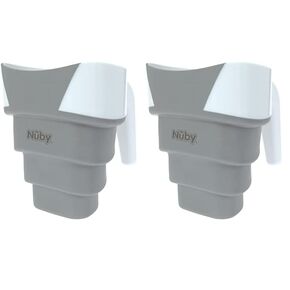 Nuby Collapsible Rinse Pail for Baby Bath Time - Collapsible Bucket with Easy Grip Handle to Rinse Baby Shampoo and Soap - Baby Essentials (Pack of 2)
