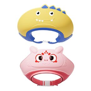 2Pcs Baby Shower Cap Shield for Kids,Toddler Bath Visor for 0-10 Years Old Babies, Soft Silicone Kids Shower Cap,Adjustable Baby Shower Hat,Protector Eye Ear,Washing Hair Fun