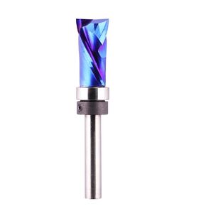 Top Bearing Compression Flush Trim Router Bit 1/4" Shank 1/2" Cutting Diameter 1" Cut Height Spiral Up-Down Template Pattern Flush Cut Router Bit for Woodworking Trimming
