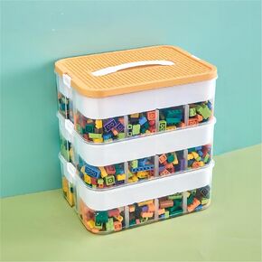منظم تخزين الألعاب لـ LEGO ، 3 طبقات تخزين قابلة للتكديس سلة الشفافة لبنة اللغز حاوية بلاستيكية تنظيم حاوية تنظيم للأطفال