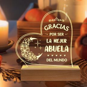 Abuela Gifts, Mothers Day Gifts for Grandma in Spanish, Regalos para Abuela Engraved Acrylic Night Light, Spanish Grandma Birthday Gifts, Gifts for Abuela from Grandchildren