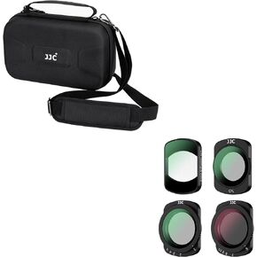 JJC Portable Carrying Case Bag & 4-Pack Magnetic ND CPL 1/4 Black Diffusion Filter for DJI Osmo Pocket 3, ND2-32(1-5 Stop) ND64-1000(6-10 Stop) Variable Neutral Density,Circular Polarizing,Mist Filter