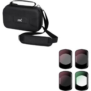JJC Portable Carrying Case Bag & 4-Pack Magnetic ND 1/4 Black Diffusion Filter for DJI Osmo Pocket 3,ND16 ND64 ND256 Neutral Density & Cinematic Effect Filter, Osmo Pocket 3 Storage Protective Case