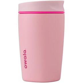 SmoothSip Slider Insulated Stainless Steel Coffee Tumbler, Reusable Iced Coffee Cup, Hot Coffee Travel Mug, BPA Free 12 oz, Pink (Pucker Up)