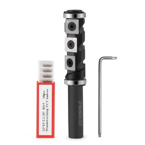 Carbide Insert Flush Trim Router Bit Top & Bottom Bearing 1/2 inch Shank 19mm Cutting Diameter, Flush-Cut Spiral CNC Router Bits with Extra 10PCS Blades for Woodworking(Double Bearing)