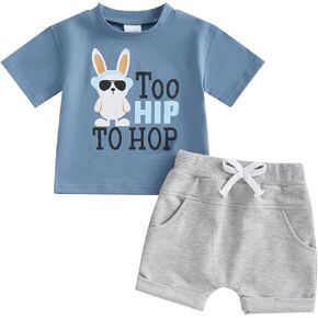 Toddler Baby Boy Easter Outfits Short Sleeve Carrot Print T-shirt Top and Shorts Sets Newborn Infant Summer Clothes