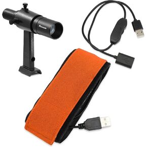 Astromania 6x30 Finder Scope, Black - Bundle with - 25cm USB Lens Heater Warmer