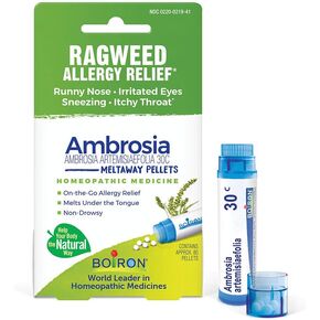 Boiron Ambrosia 30C Homeopathic Medicine for Relief from Allergy Symptoms of Sneezing, Runny Nose, Irritated Eyes, and Itchy Throat or Nose - 3 Count (240 Pellets)