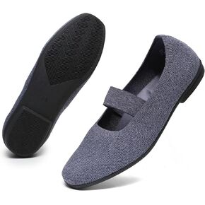 Women’s Flats Shoes Knit Mary Jane Ballet Flat Comfort Walking Dressy Work Office Ballerina Slip-on Shoes with Strap