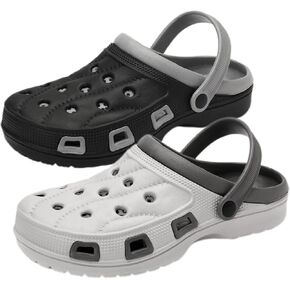 2 Pairs Slip-on Arch Support Garden Clogs Shoes for Men and Women Comfort Beach Slippers Outdoor Indoor